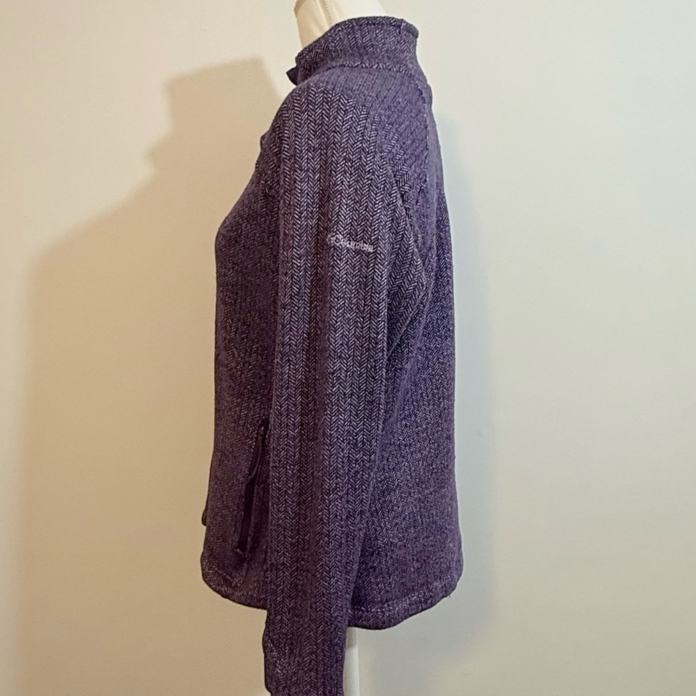 Columbia Purple Knit Herringbone Full Zip Jacket – Women’s XL - Picture 3 of 12